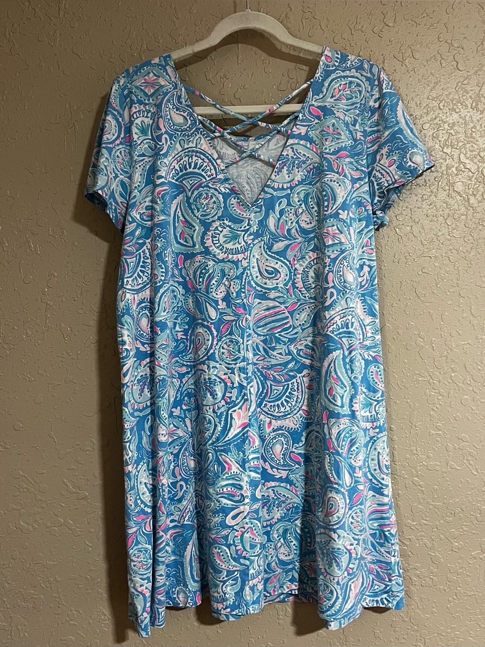Lilly Pulitzer Kimi Swing T-Shirt Dress Zanzibar Blue Fish Kiss Print Size XXL - Picture 4 of 5